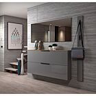 Promozione scarpiera orizzontale due ribalte, Grigio con top Rovere