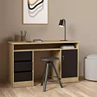 scrivania nera con tre cassetti