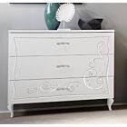 Comò Bianco opaco con serigrafia, 3 cassetti, Made in Italy