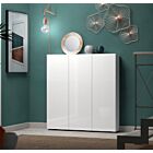 Elegante  Scarpiera 3 ante finitura Bianco Lucido, Made in Italy