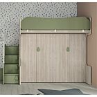 Conveniente Letto a soppalco con armadio inferiore in finitura Noce brina e Oliva