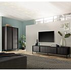 Soggiorno moderno, frassinato nero, composta da Madia e Porta TV