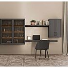 Zona studio con vetrina, finitura Grigio titanio