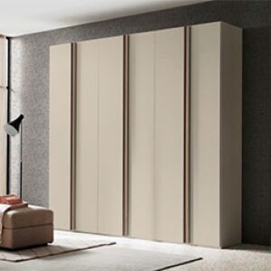 Armadio battente 6 ante, in finitura Cachemire e Noce naturale