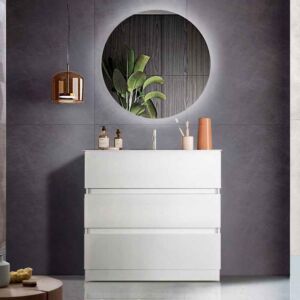 Mobile da bagno con 3 cassetti, L.82 cm, bianco lucido 