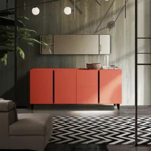 credenza cassetti rossa