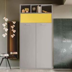 Letto verticale a scomparsa con vani a giorno L.120, Made in Italy