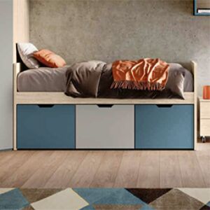 Letto con cassetti singolo in finitura Olmo natura