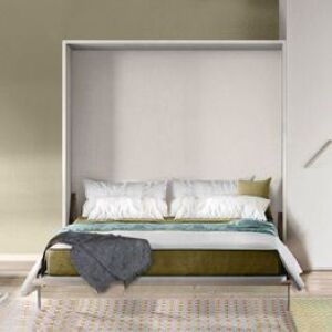 Letto a scomparsa matrimoniale color Bianco frassinato, Made in Italy