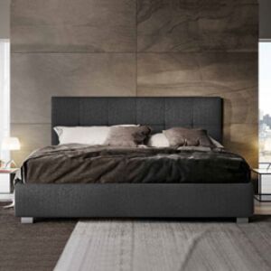 Letto king size matrimoniale Carbone imbottito, testata retrofinita