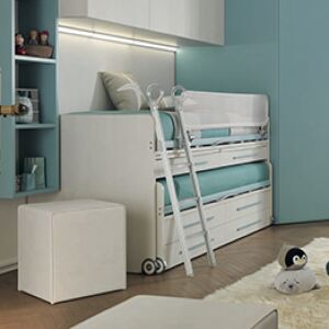 Letto multifunzionale Space con scrivania e cassetti, Moretti Compact