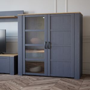 Vetrina contemporanea Rovere navy e Rovere riviera, 2 ante 