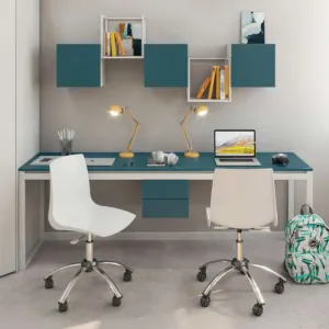 scrivania blu doppia