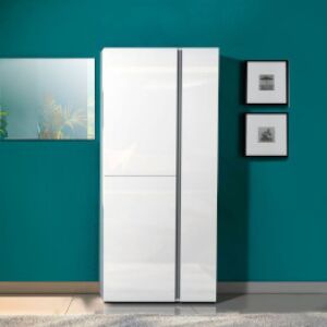 Scarpiera moderna bianca lucida, 3 ante, prof. 34 cm.