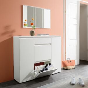 Conveniente e spaziosa scarpiera L.138 finitura Bianco opaco 