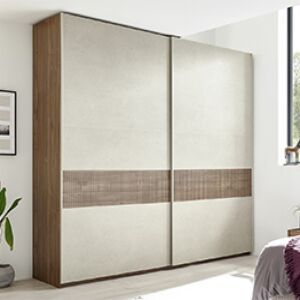 SPEDIZIONE GRATUITA - Armadio 2 ante scorrevoli Noce Scuro, Argilla e Serigrafia Noce