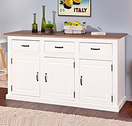 Madia 3 ante e 3 cassetti in legno massiccio / bianco