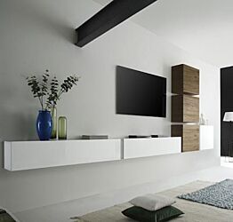 Parete attrezzata moderna di design cadiz e bianco lucido - 422x200 cm