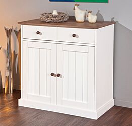 Madia due ante, due cassetti in legno massiccio / bianco