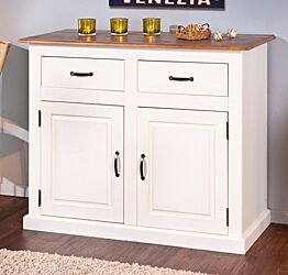 Madia due ante e due cassetti in legno massiccio / bianco