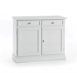 Credenza in legno bianco laccato con pomelli anticati - cm 106x86