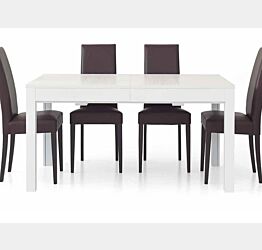 Tavolo allungabile in legno, finitura bianco frassinato