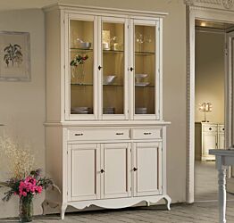 Credenza 3 ante + alzata 3 ante in vetro, finitura sabbia