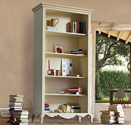 Libreria a giorno classica in legno, finitura sabbia