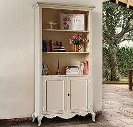 Libreria in legno, 2 ante e 2 ripiani, finitura sabbia 