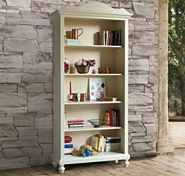 Libreria classica a giorno in legno, finitura sabbia