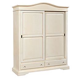 Armadio 2 porte 2 cassetti, finitura Avorio pennellato