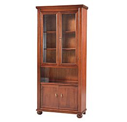 Vetrina in legno finitura noce arte povera, con 2 ante, 2 cassetti e zona a giorno 89x38 H.198