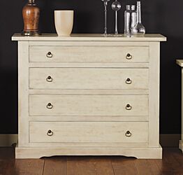 Comò patinato arte povera, finitura Laccato avorio patinato