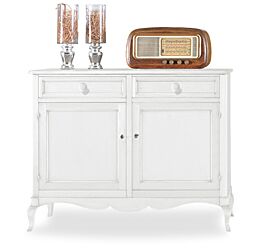 Mobile credenza in legno, bianco opaco, arte povera - cm 145x116