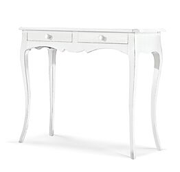Consolle in legno finitura bianco opaco, con 2 cassetti portaoggetti 95x80