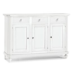 Credenza in legno, bianco opaco, arte povera, L.150 H.43