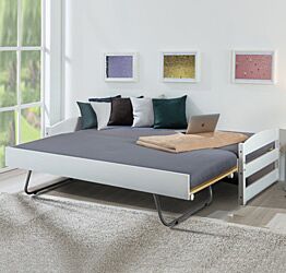 Divano letto con secondo letto ad estrazione alla pari del primo bianco 