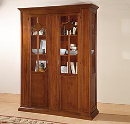 Elegante Vetrina in legno finitura noce arte povera, a 2 porte 148x49 H.207