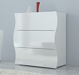 Comò moderno a 3 cassetti sagomati, linea onda