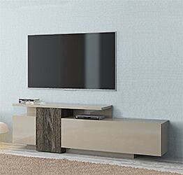 Porta TV moderno, sabbia e rovere scuro 