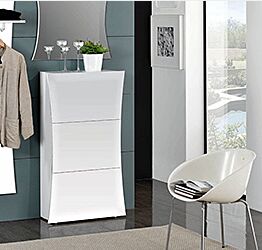 Scarpiera a 3 ante sagomate bianco laccato lucido, linea arco