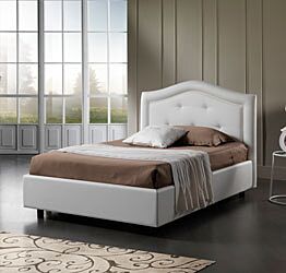 Letto una piazza e mezza Orchidea, in ecopelle colore Bianco