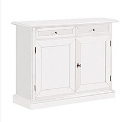 Credenza in legno bianco opaco, stile arte povera - cm 105x85