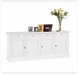 Credenza in legno bianco opaco, arte povera - cm 205x86