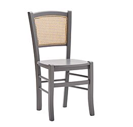 Sedia con schienale  in paglia di Vienna, laccato Grigio