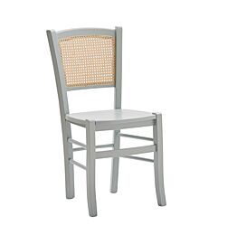 Sedia con schienale in paglia di Vienna, laccato Verde salvia