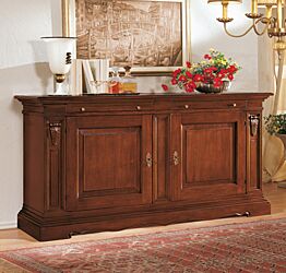 Credenza in legno finitura noce arte povera, con 2 porte e 2 cassetti 213x109
