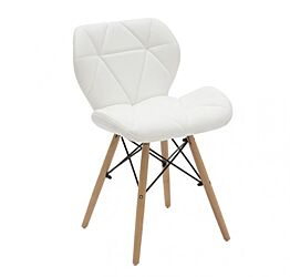 Sedia in ecopelle Bianca, con gambe in legno