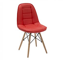 Sedia in ecopelle Rosso, con gambe in legno