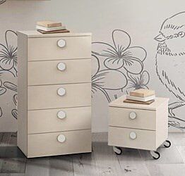 Composizione Settimino e Comodino per camerette, finitura Orzo